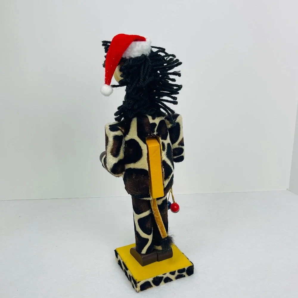 Giraffe Christmas Nutcracker Safari Animal Print Santa Hat 12 Inch Decor
